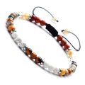 Moda 4mm Mixed Natural India Agate Bead Pulseira ajustável Bracelete branco turquesa olho de tigre Bracelete ajustável trançado